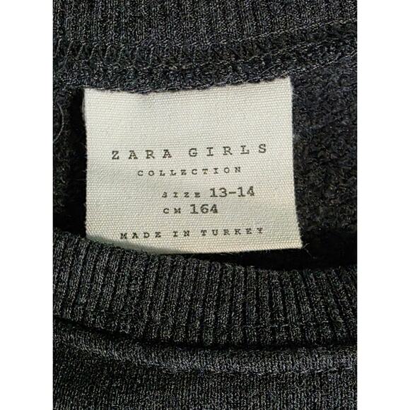 Zara Sequined heart sweatshirt vintage cat graphic girls Size 13/14 gray - Picture 6 of 8
